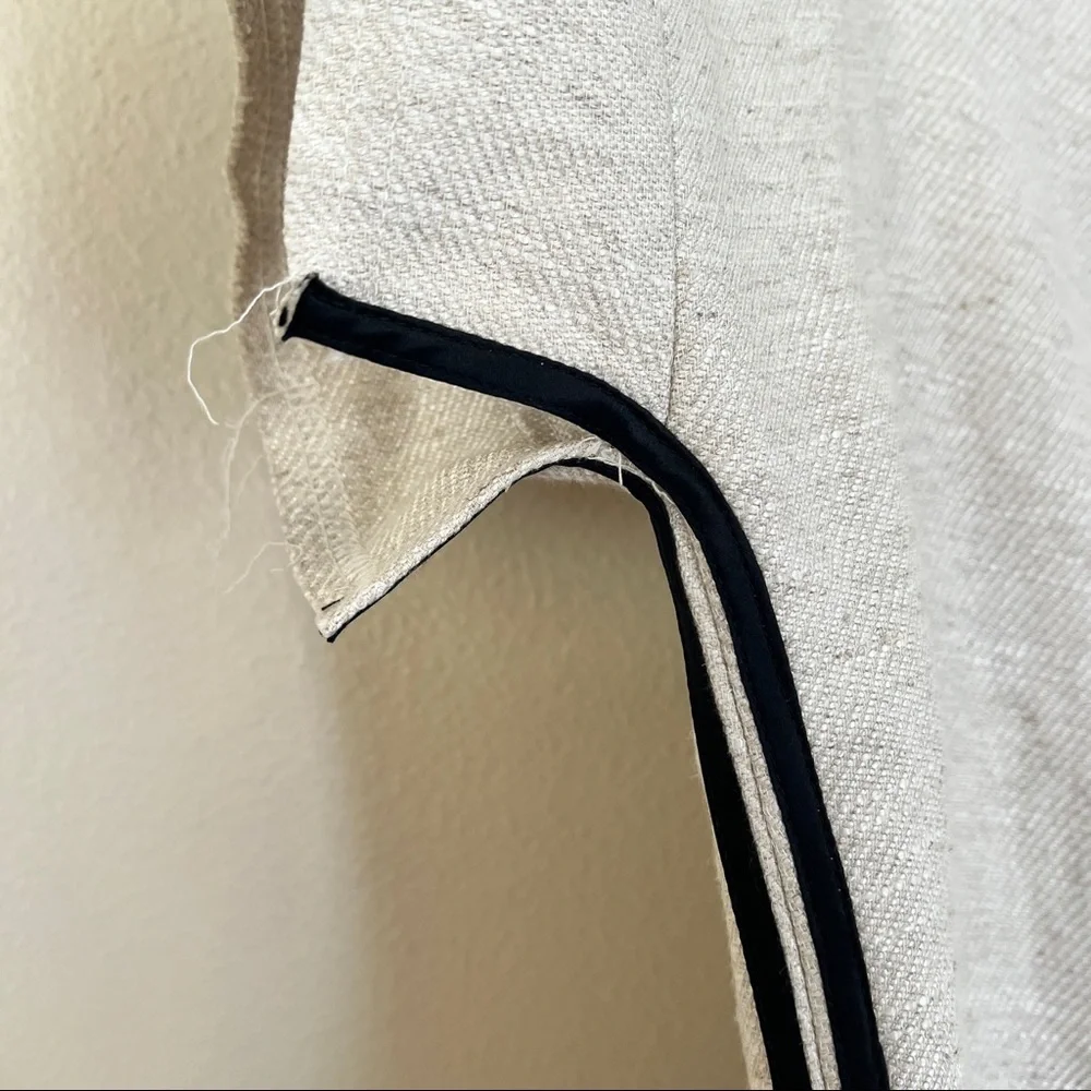 BASSIKE Irregular Linen Twill Slit Neck Top in Beige - Picture 5 of 9